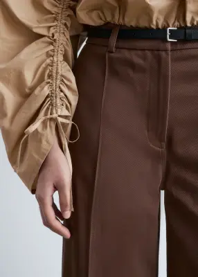 Pantalon en coton à plis marqués - Marron Clair — photo 2