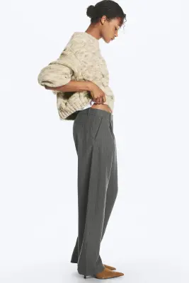 Pantalon de costume à jambes fuselées et coupe ample - Gris foncé chiné rayé — photo 3