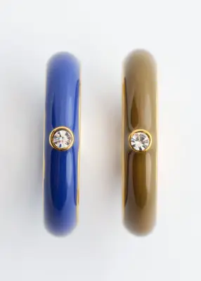 Ensemble de bagues en laiton à détails en verre - Doré/Bleu/Brun — photo 1