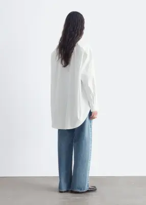 Chemise oversize à ourlet arrondi - Blanc — photo 5
