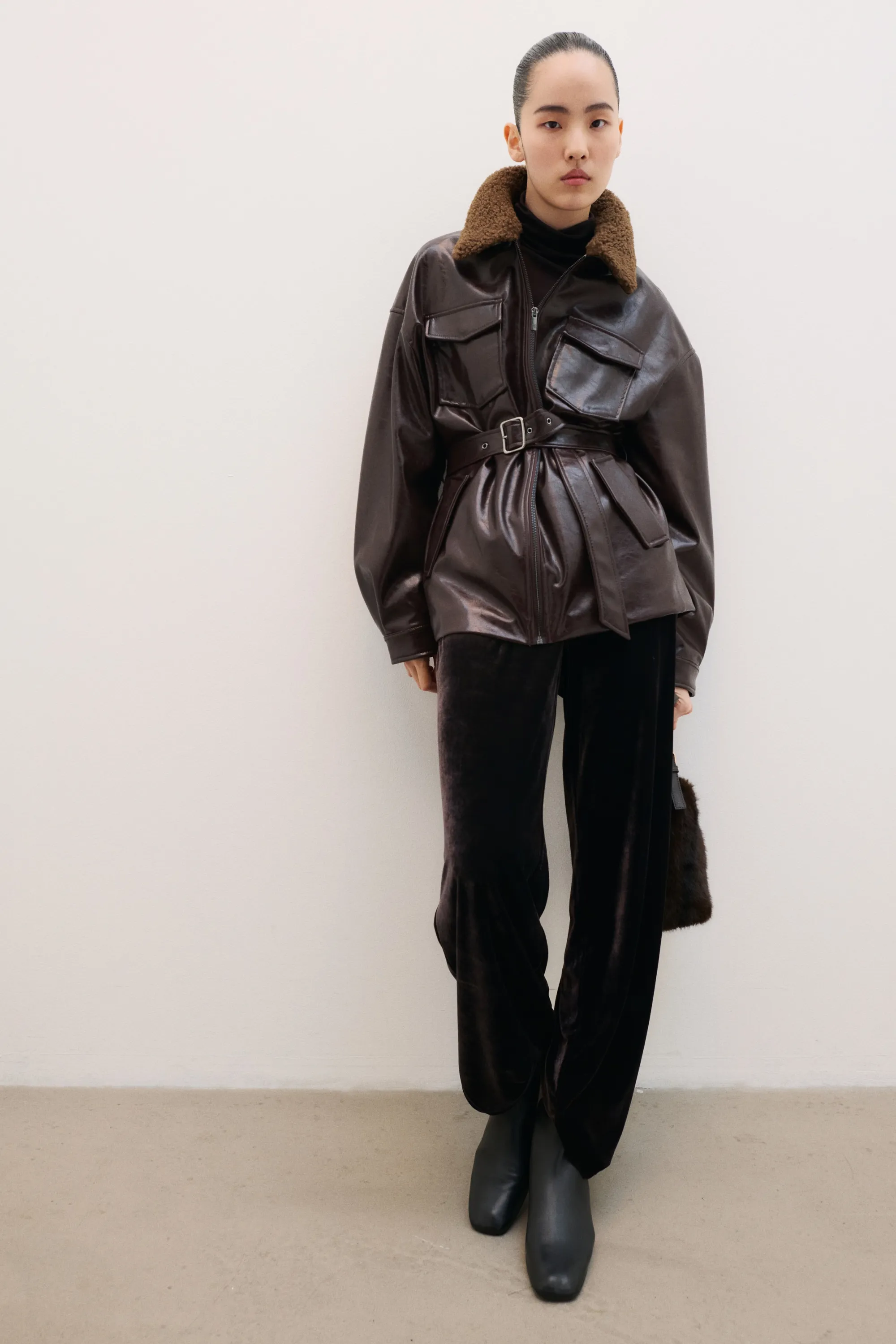 Bottines à talon en cuir - Noir