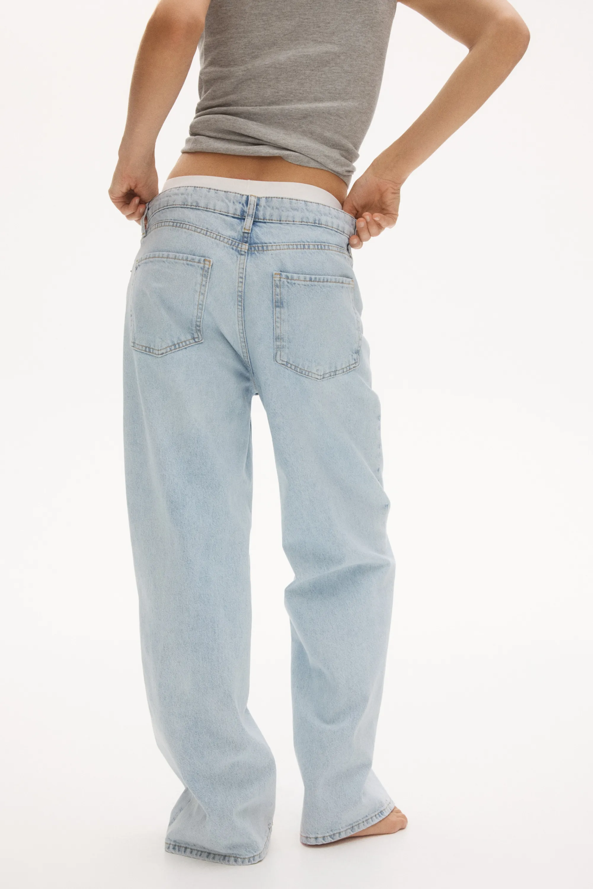 Baggy Regular Waist Jeans - Bleu denim clair