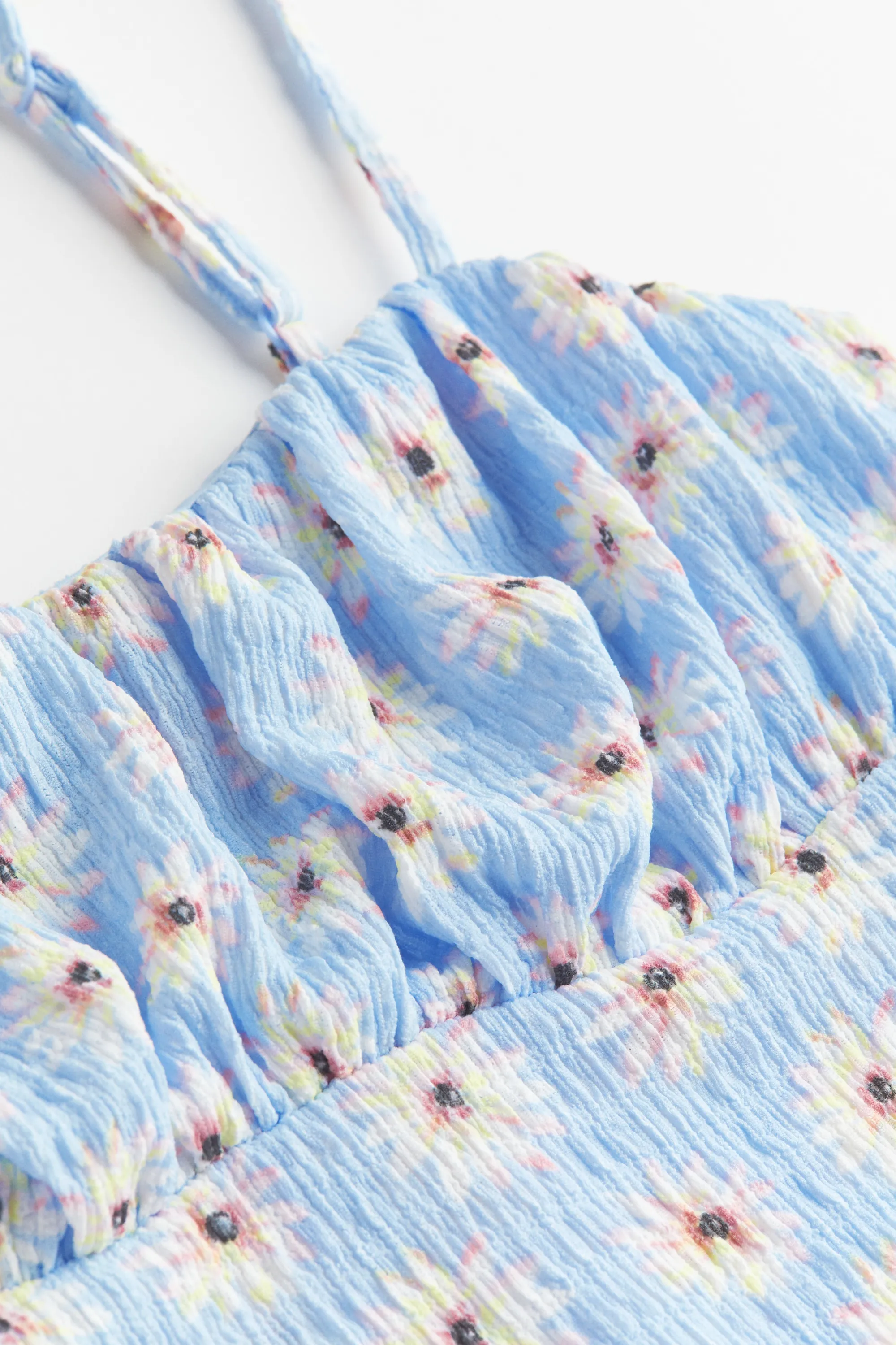 Robe en jersey froissé - Light blue/Daisies