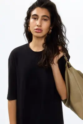 Longue robe T-shirt - Noir — photo 2