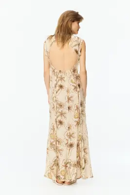 Robe ruchée à dos ouvert avec imprimé fleuri - Crème/fleuri — photo 3