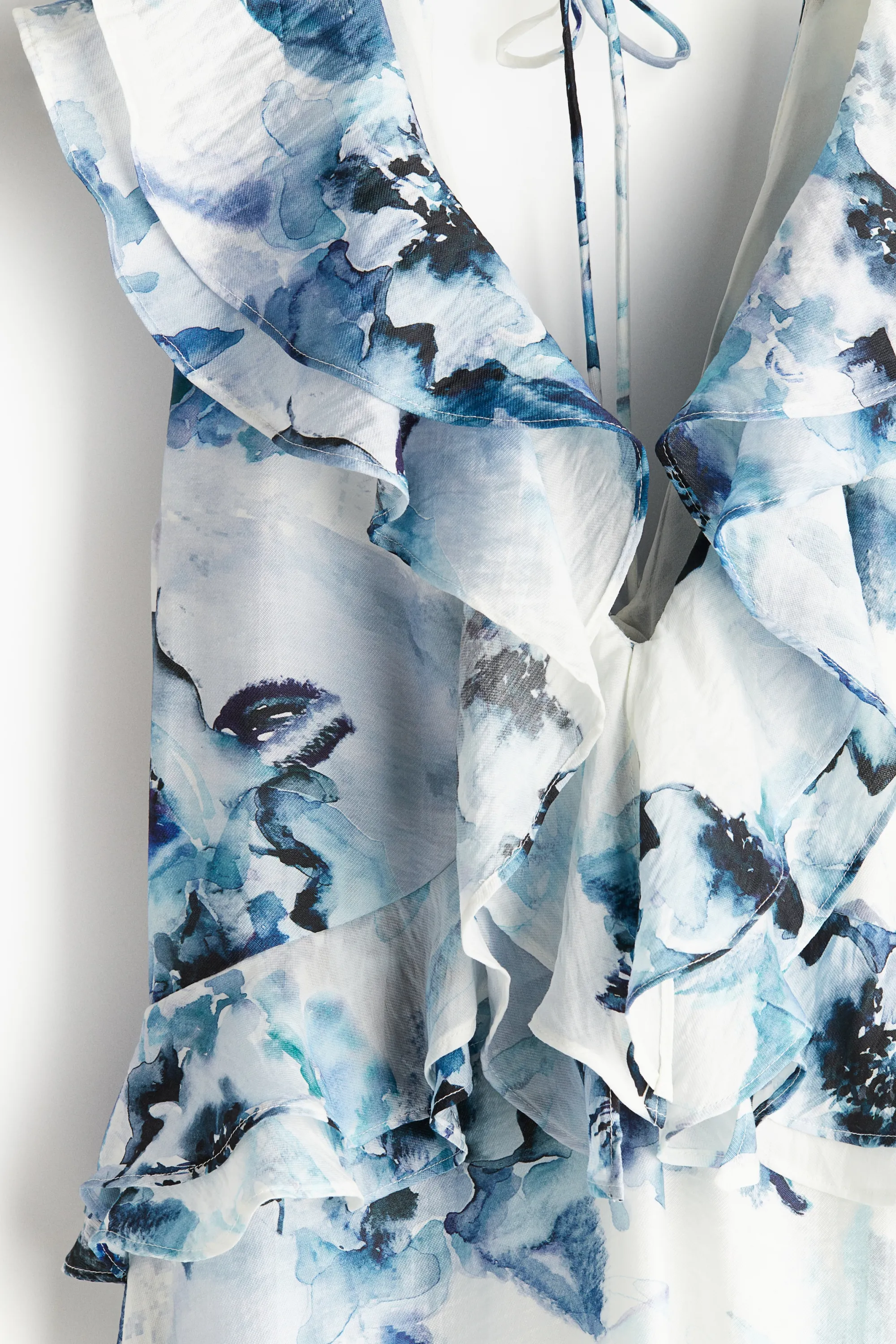 Robe volantée - Blanc/bleu/fleuri