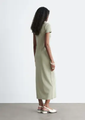 Robe midi en jersey - Vert sauge poudré — photo 5