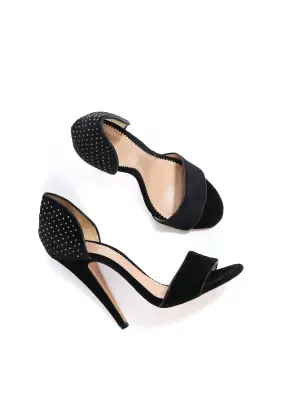 Sandales bout ouvert à talon fin en velours noir et studs NEUVES Px boutique 450€ Taille 40 — photo 4