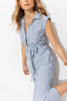 Robe mi-longue ceinturée Femme — photo 5