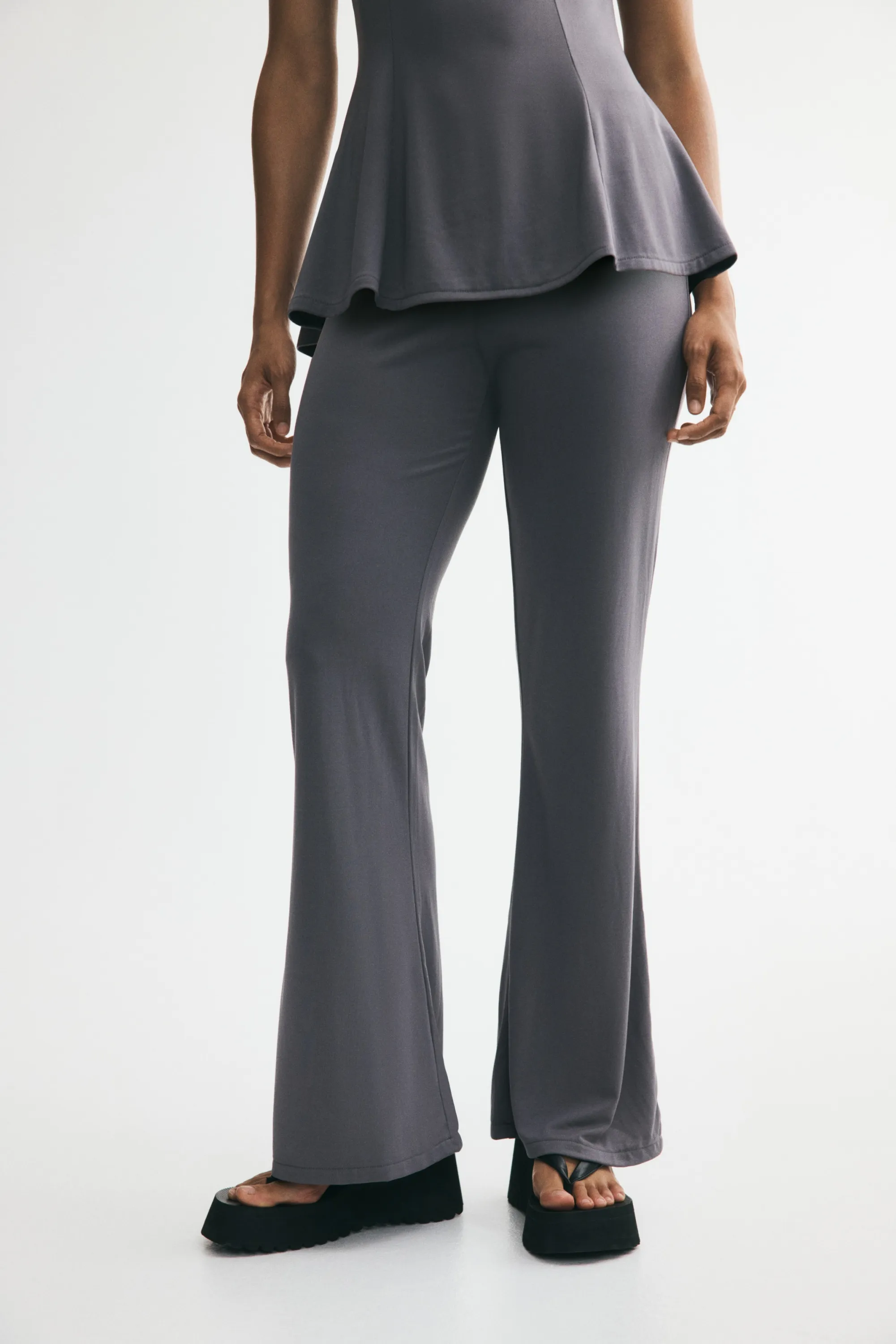 Pantalon évasé en modal mélangé - Gris foncé