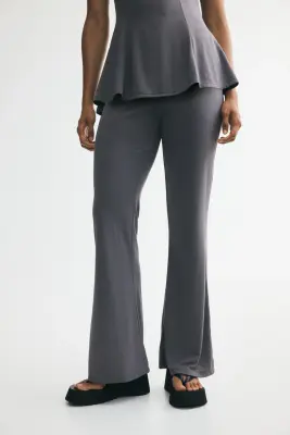 Pantalon évasé en modal mélangé - Gris foncé — photo 1