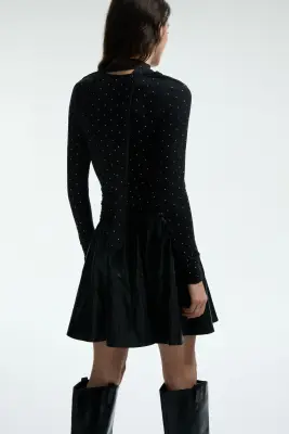 Top avec détail façon écharpe - Noir/pois — photo 4