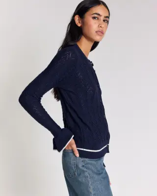 Cardigan Adriana bleu marine — photo 4