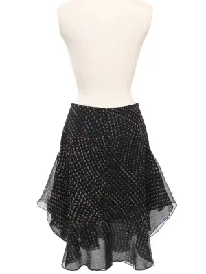 Jupe taille haute patineuse en soie noir imprimé marron Prix boutique 1200€ Taille 34 — photo 5