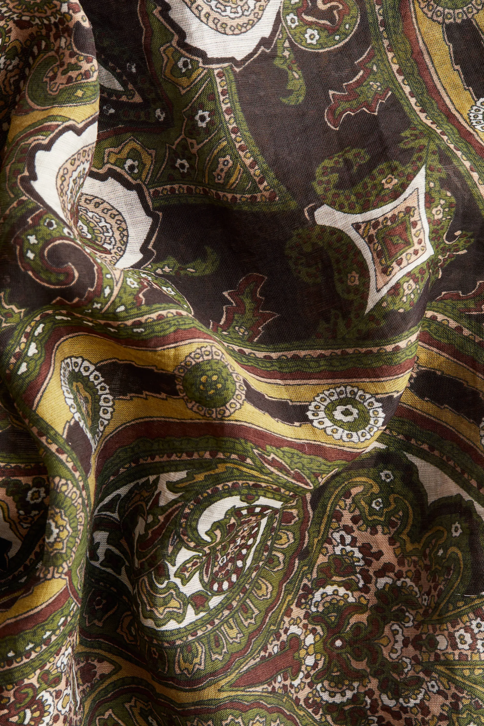 Robe avec col lavallière - Marron foncé/motif