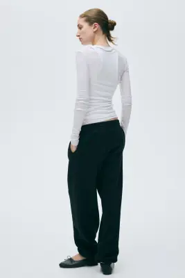 Pantalon en molleton de coton mélangé - Noir — photo 3