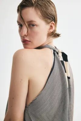 Top dos nu - Beige clair/motif noir — photo 2