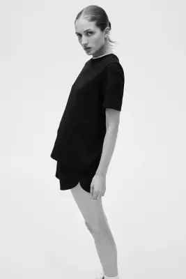 T-shirt en interlock - Noir — photo 2