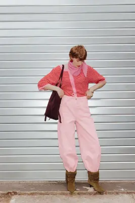 Pantalon balloon toile Femme — photo 3