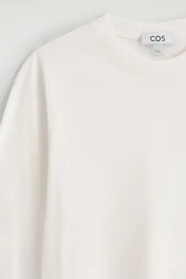 T-SHIRT À MANCHES LONGUES EN COTON BROSSÉ - BLANC — photo 4