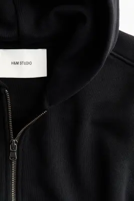 Hoodie zippé en coton - Noir — photo 4