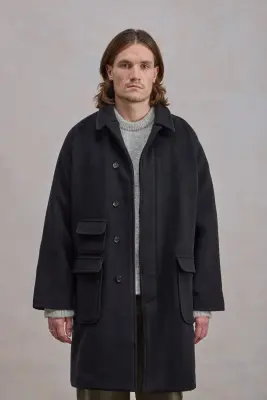 Manteau Balmacaan en laine - Noir — photo 3