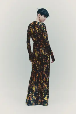 Robe imprimée - Noir/fleuri — photo 3
