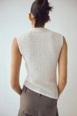 Top asymétrique froissé - Crème — photo 1