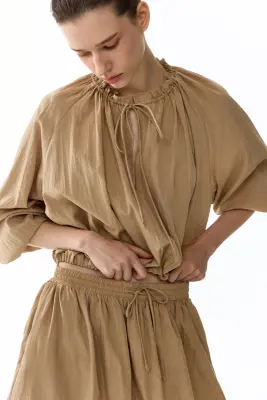 Bubble-hem skirt - Beige — photo 2