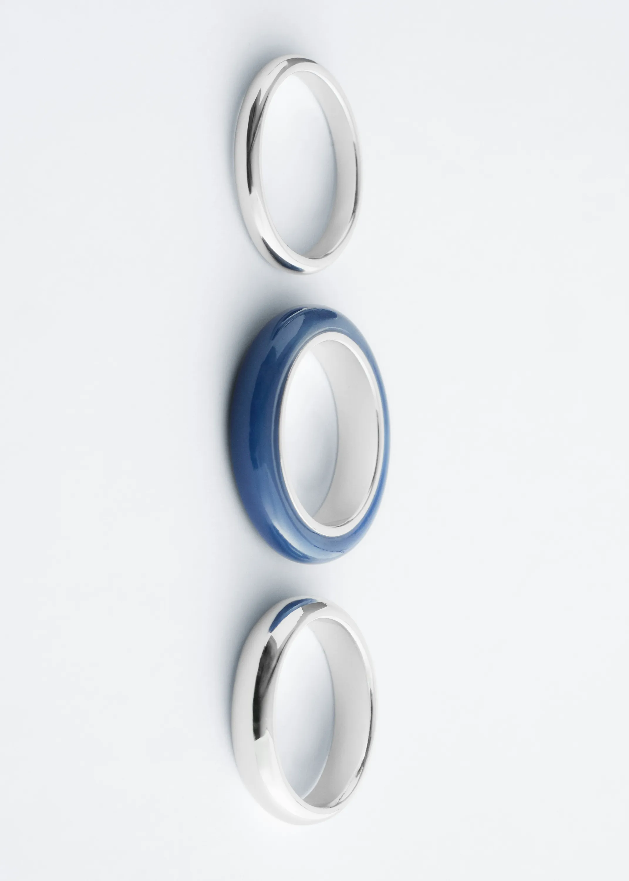 Ensemble de trois bagues - Argenté/Bleu