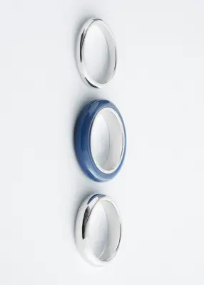 Ensemble de trois bagues - Argenté/Bleu — photo 1