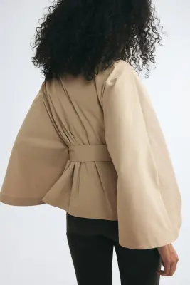 Veste cape en twill - Beige clair — photo 3