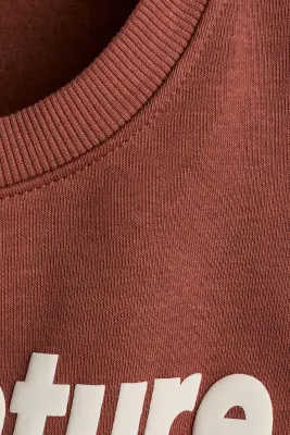 Sweat imprimé avec intérieur brossé - Orange brûlé/Adventure Seeker — photo 3
