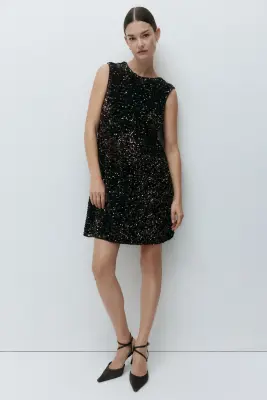 MAMA Robe à sequins avec nœud - Marron foncé — photo 1
