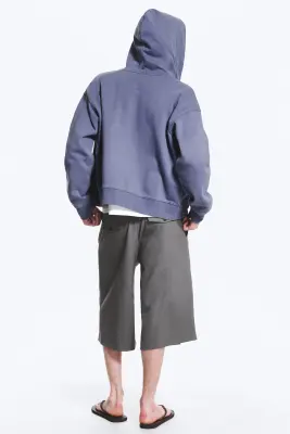 Sweat à capuche zippé carré - Bleu délavé — photo 3