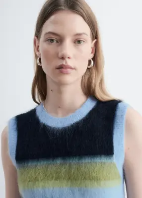Débardeur en maille de mohair mélangé - Bleu clair/Multicolore — photo 4
