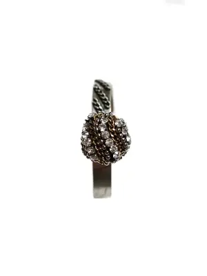 Bracelet en argent avec chaînes dorées et cristaux Swarovski — photo 3
