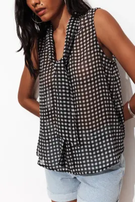 Blouse lavallière sans manches — photo 5