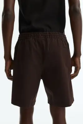 Short Relaxed Fit en coton - Marron foncé — photo 4
