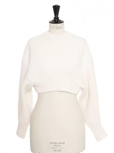 Pull cropped en 100% laine blanc crème Prix boutique 1300€ Taille XS