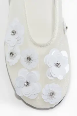 Ballerines en mesh avec applications - Blanc — photo 2