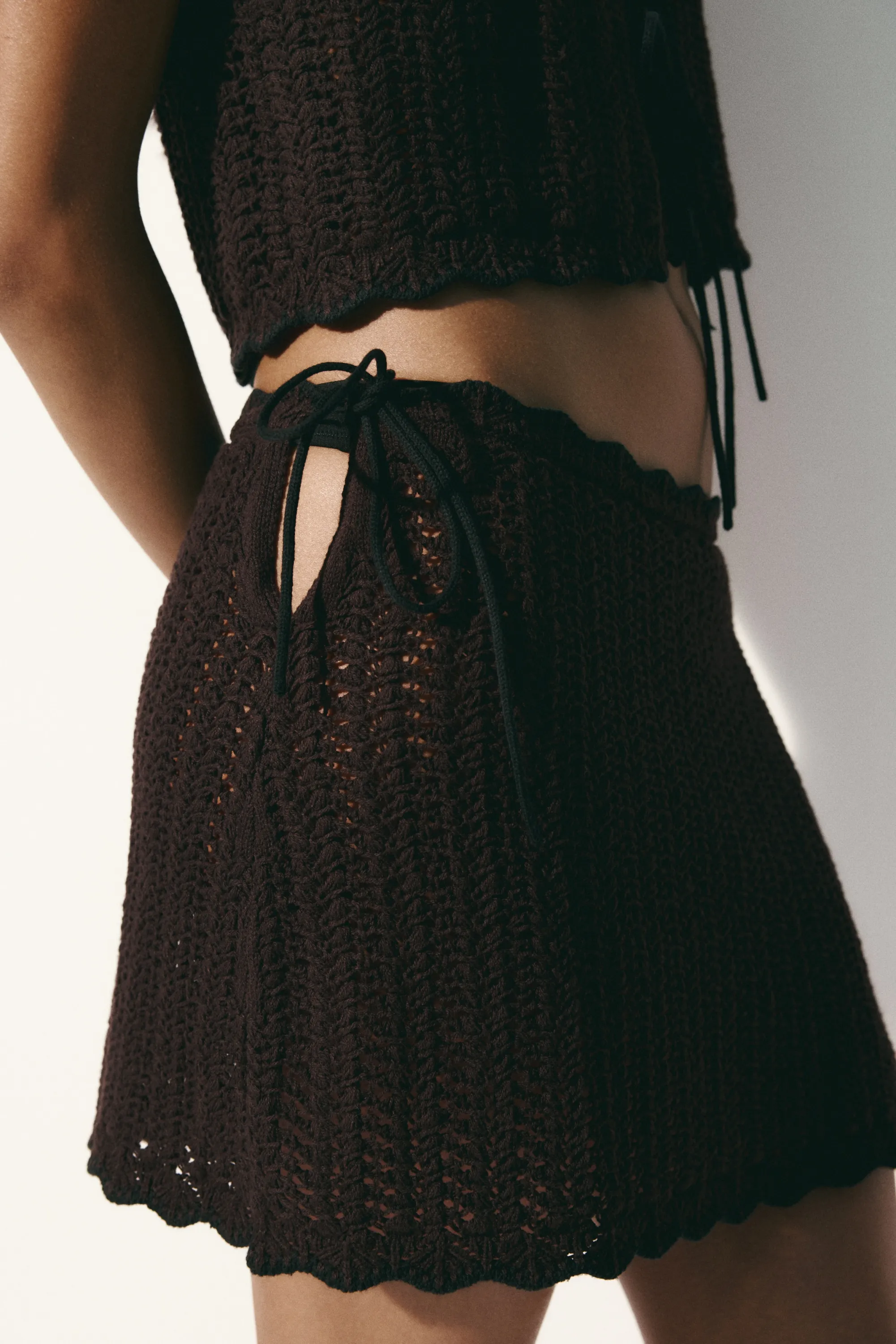 Jupe de plage façon crochet - Marron foncé