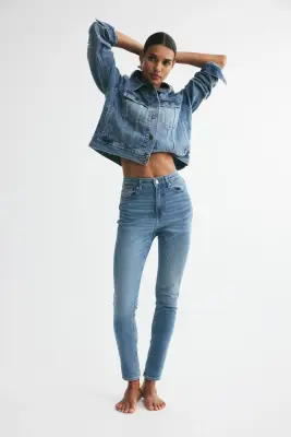 Skinny High Waist Jeans - Bleu denim — photo 2