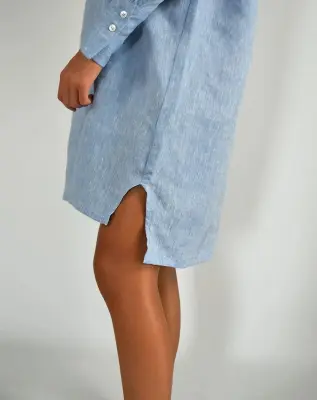 Robe Chemise Zazum en lin Chambray Bleu — photo 4
