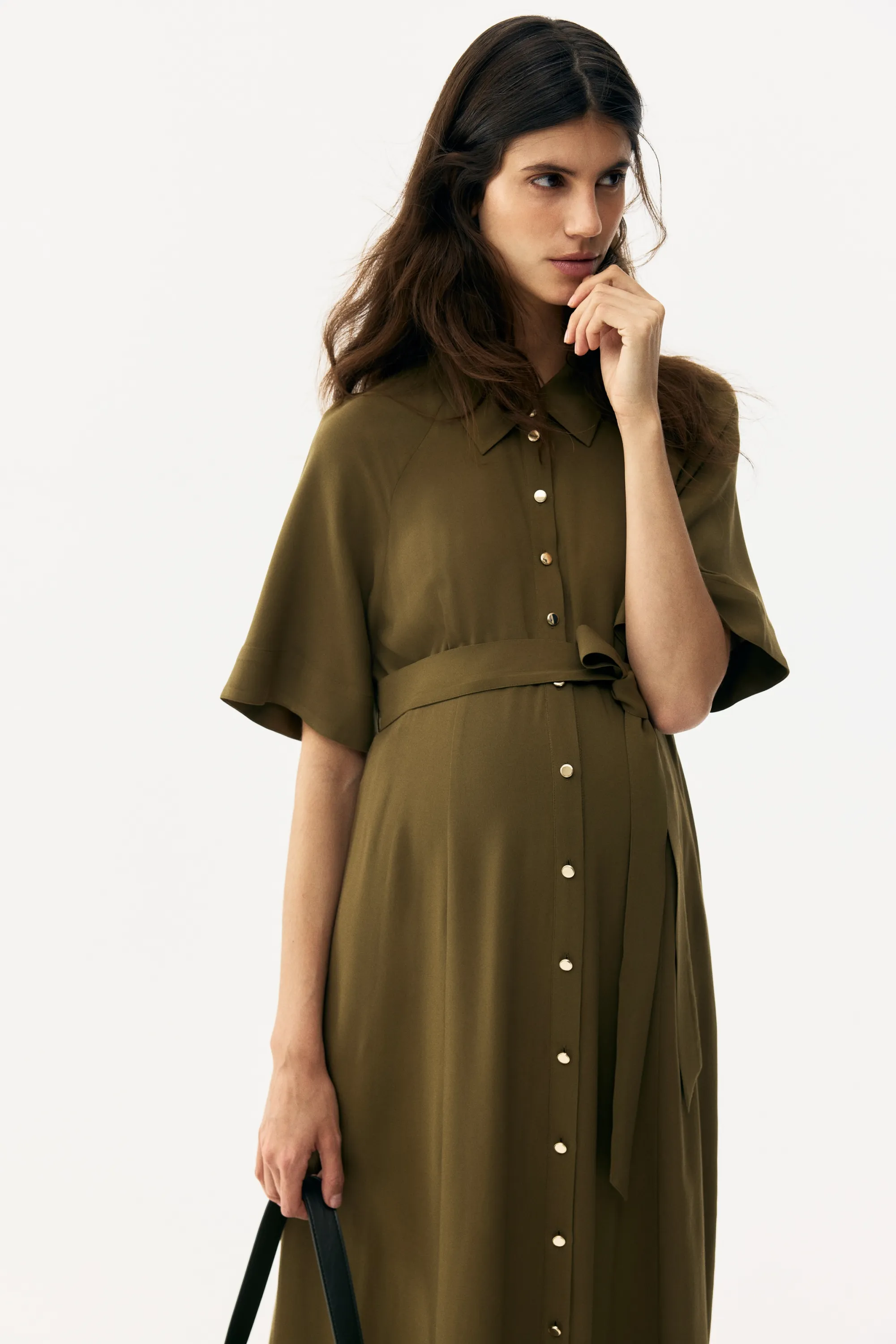 MAMA Robe chemise Before & After - Vert kaki