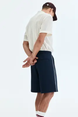 Short Relaxed Fit - Bleu foncé/blanc — photo 2