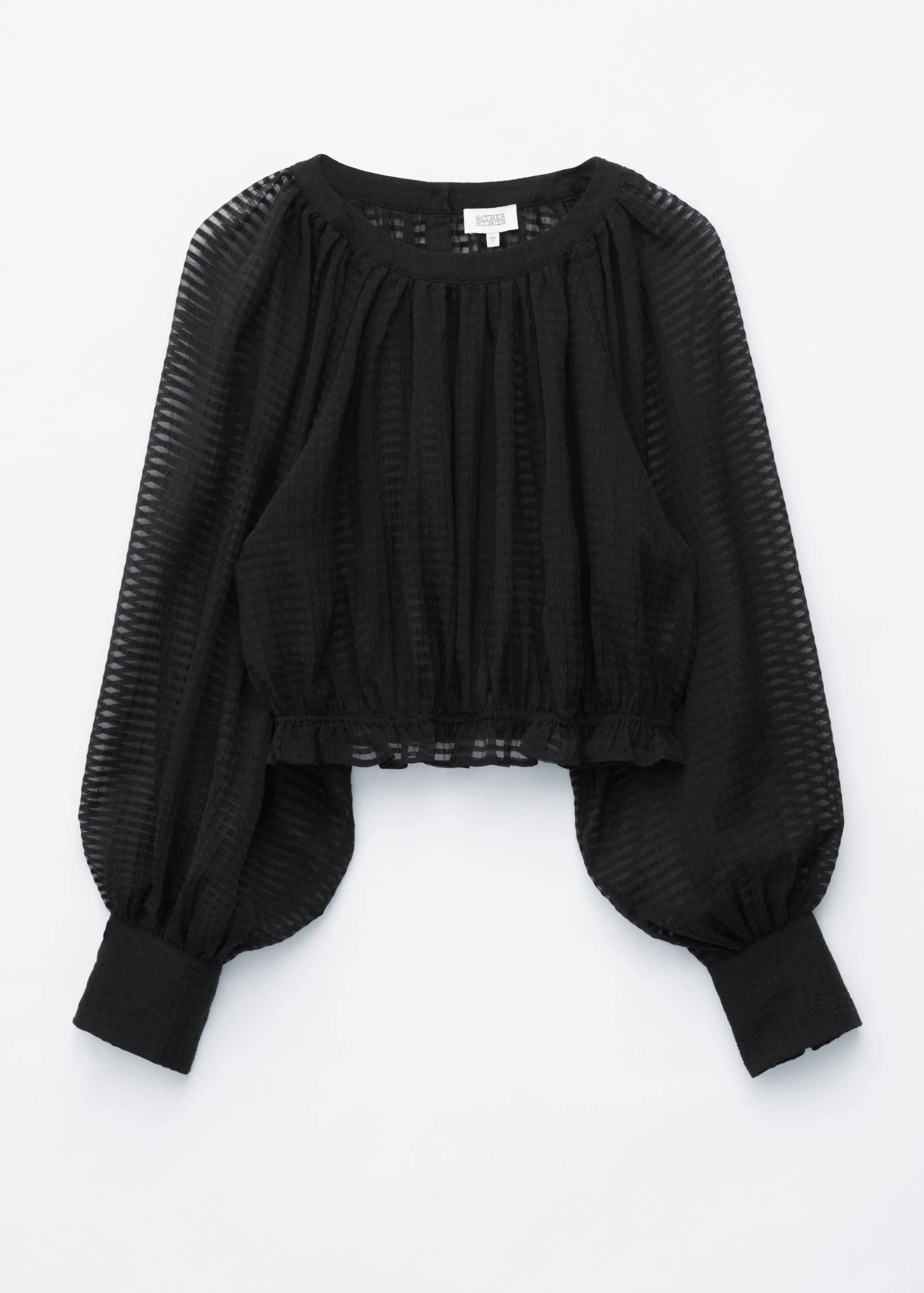 Blouse froncée en crêpe - Noir