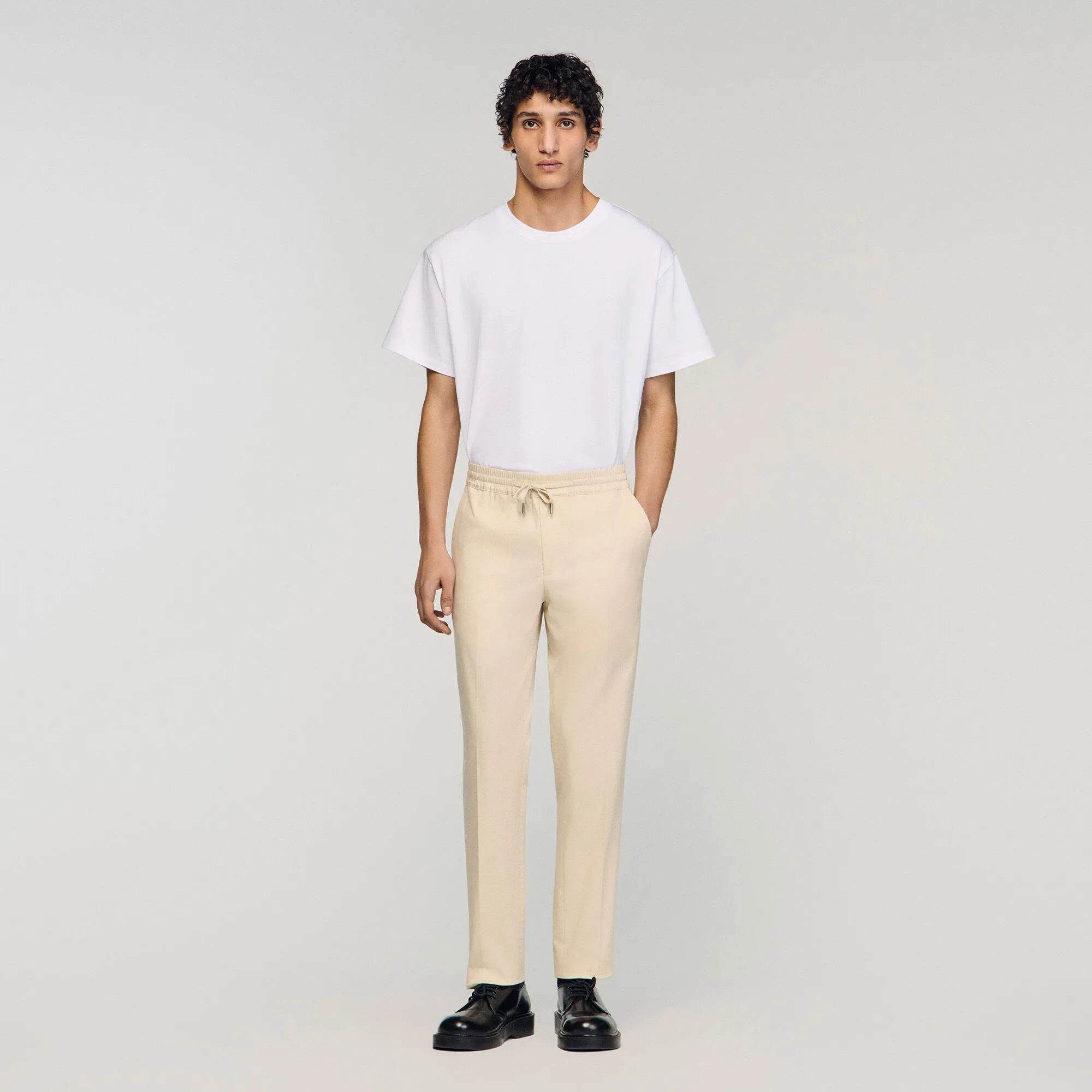 Pantalon droit élastiqué