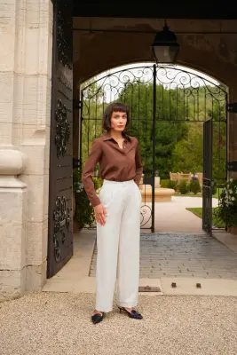 Alexandra Silk Blouse - Chocolate — photo 2