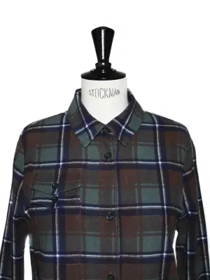 Robe manches longues en coton à carreaux bleu vert et marron NEUVE Px boutique 250€ Taille 38 — photo 3
